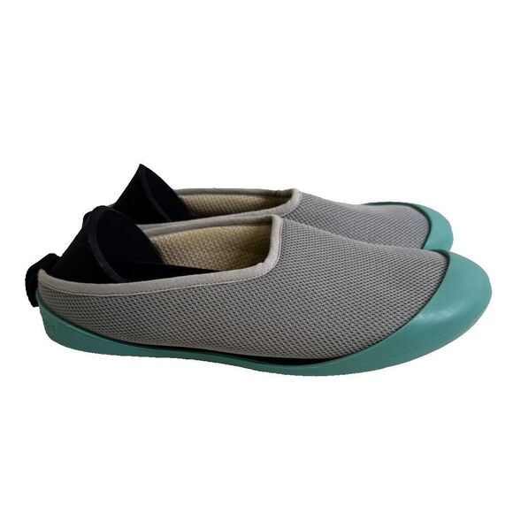 MAHABIS Size 39 BREATHE SUMMER SLIPPERS With Removable Sole Gray Turquoise - Picture 2 of 10
